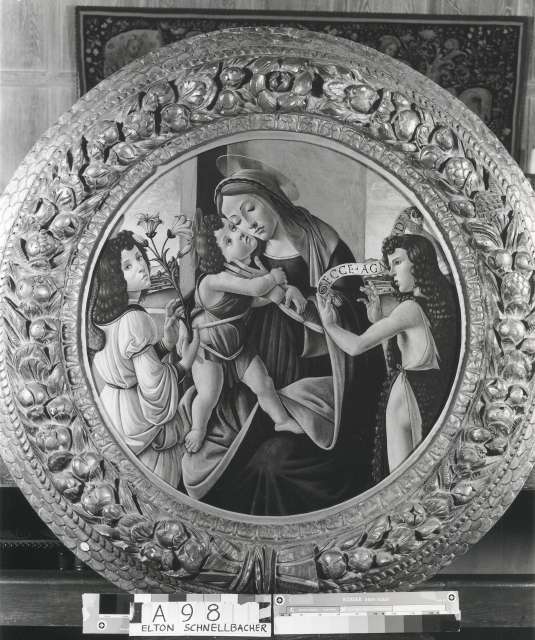 Anonimo — Filipepi Alessandro - scuola - sec. XV - Madonna con Bambino, san Giovannino e un angelo — insieme